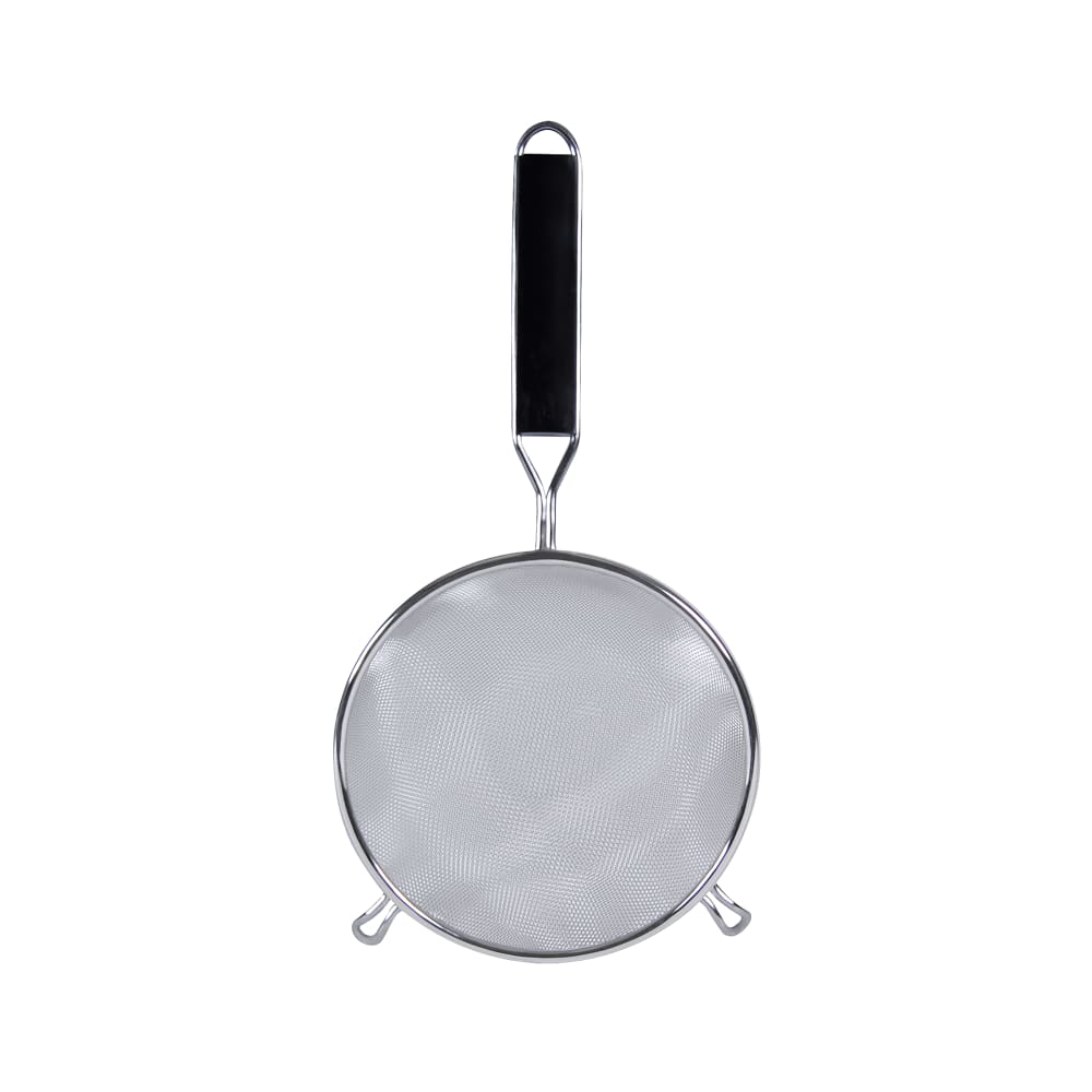 438-SLSTN5308PB 8" Strainer w/ Single Medium Mesh & Polypropylene Handle, Stainless Stee...
