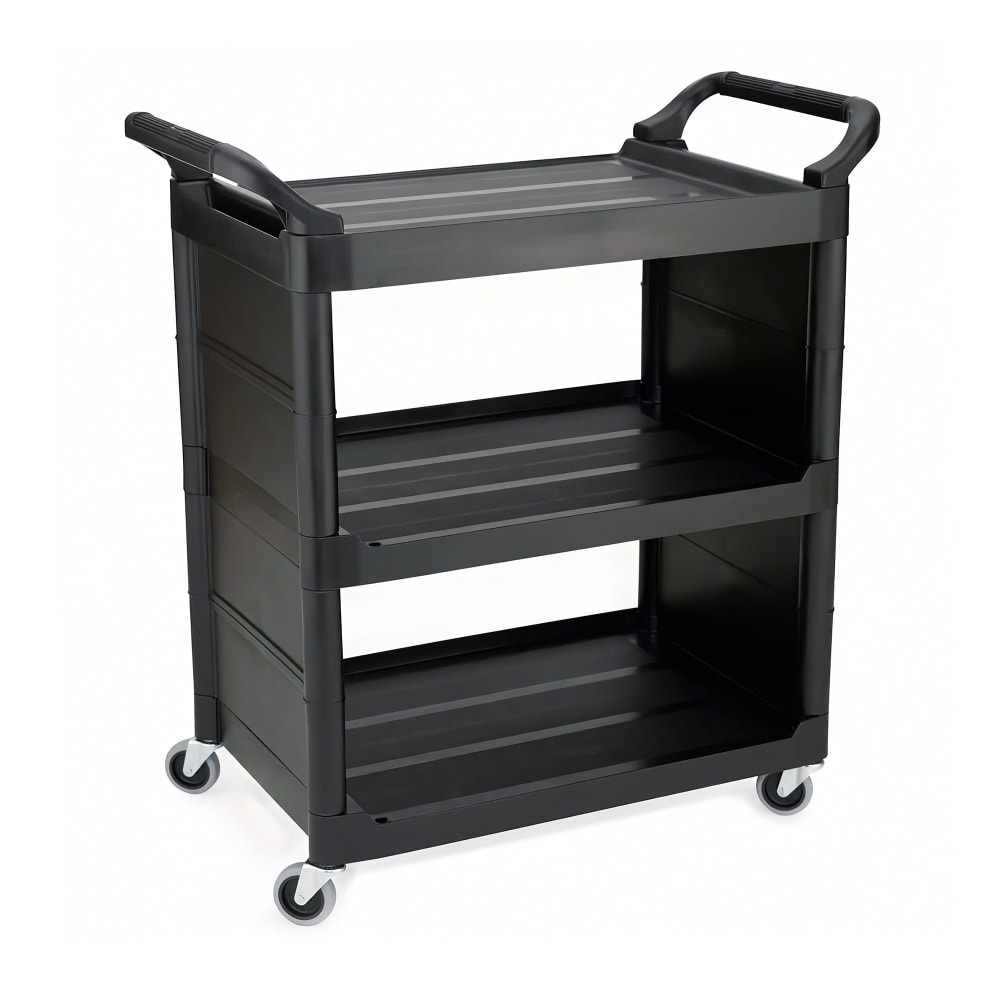 007-3421BK 33 5/8"L Polymer Bus Cart w/ (3) Levels, Shelves, Black