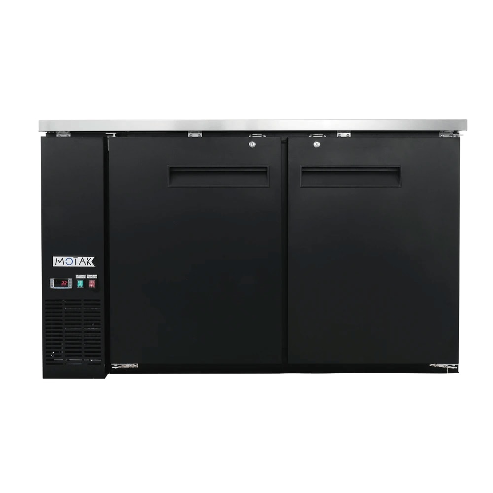 394-MBB2D60A 58 7/8" Bar Refrigerator - 2 Swinging Solid Doors, Black, 115v