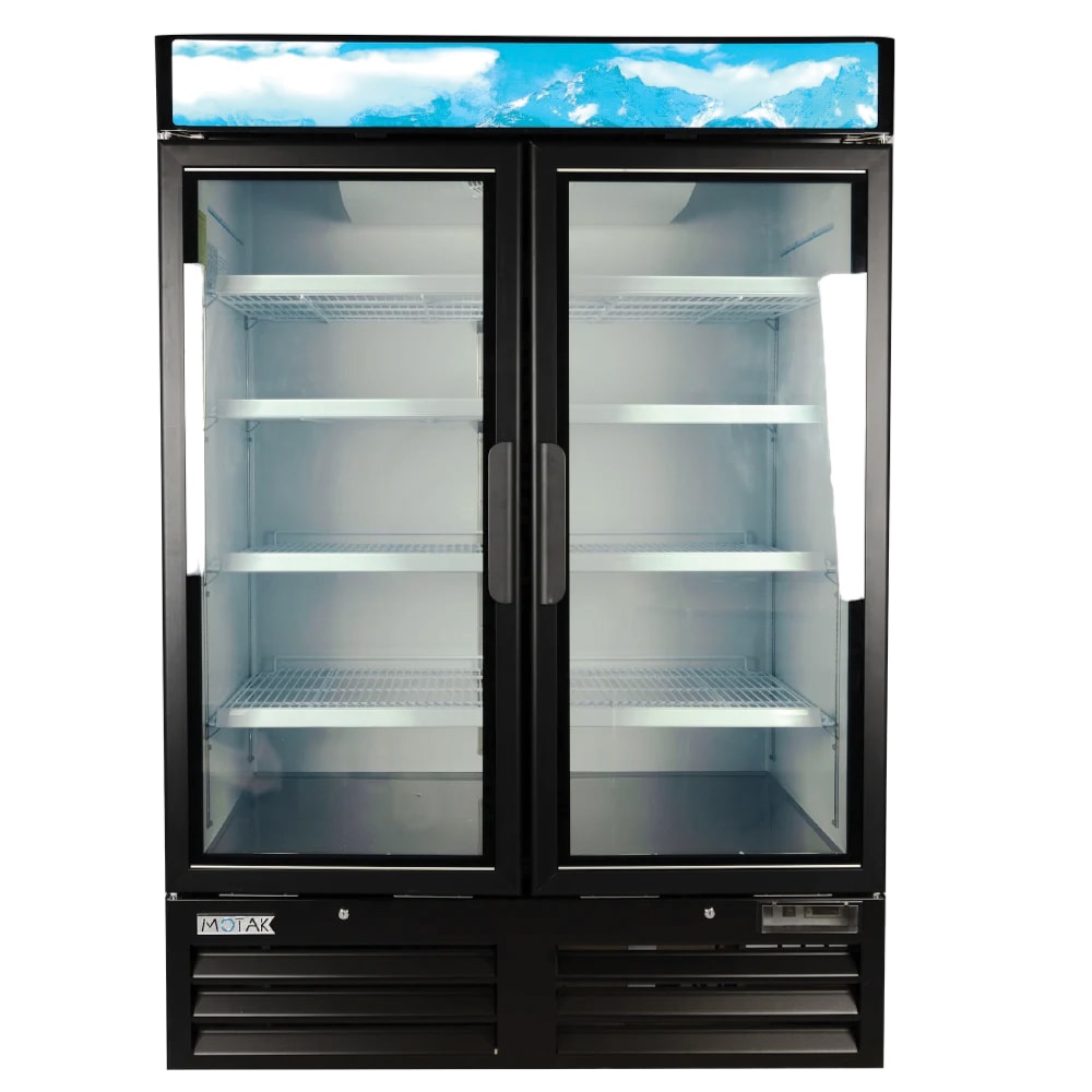 394-MGD2DF48A 54" Two Section Display Freezer w/ Swing Doors - Bottom Mount Compressor, Blac...