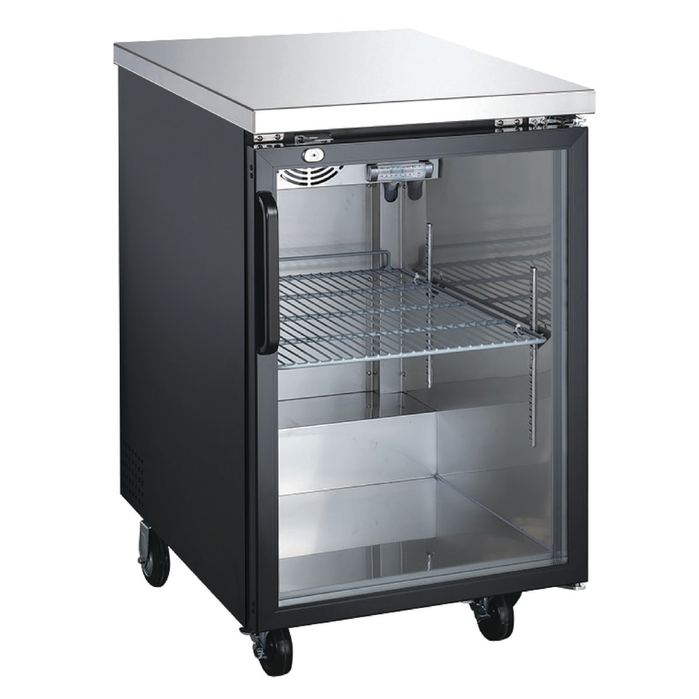 394-MBB1D27GA 23 1/2" Bar Refrigerator - 1 Swinging Glass Door, Black, 115v
