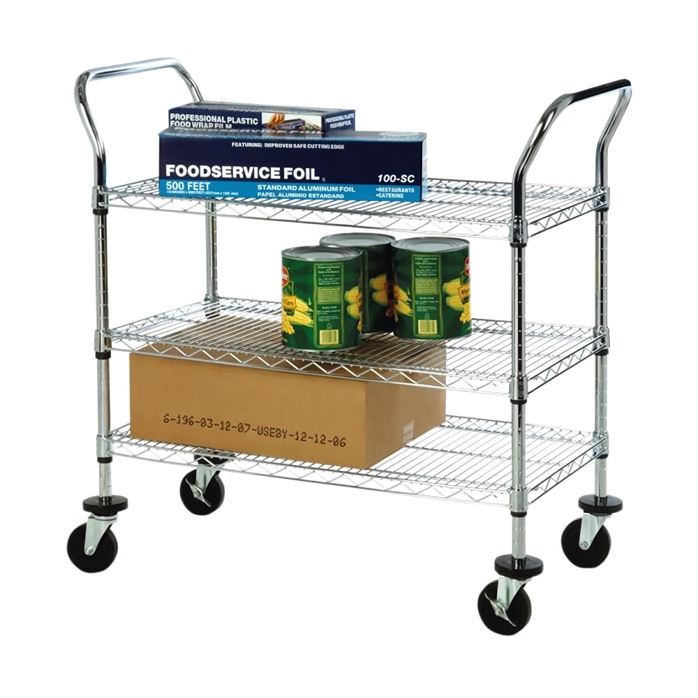 268-FFC18362CH 2 Level Wire Utility Cart, Flat Ledges