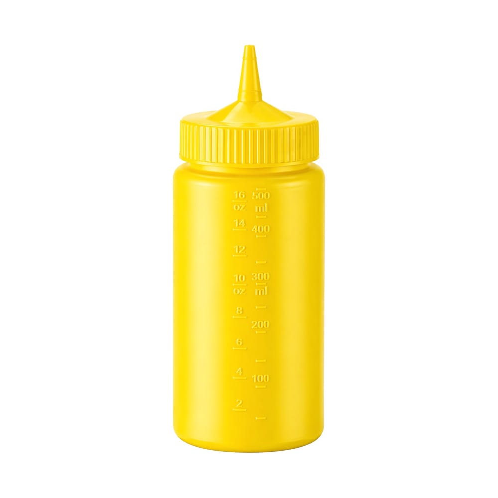 175-491608 16 oz Squeeze Bottle Dispenser - Wide Mouth, Yellow with Yellow Cap