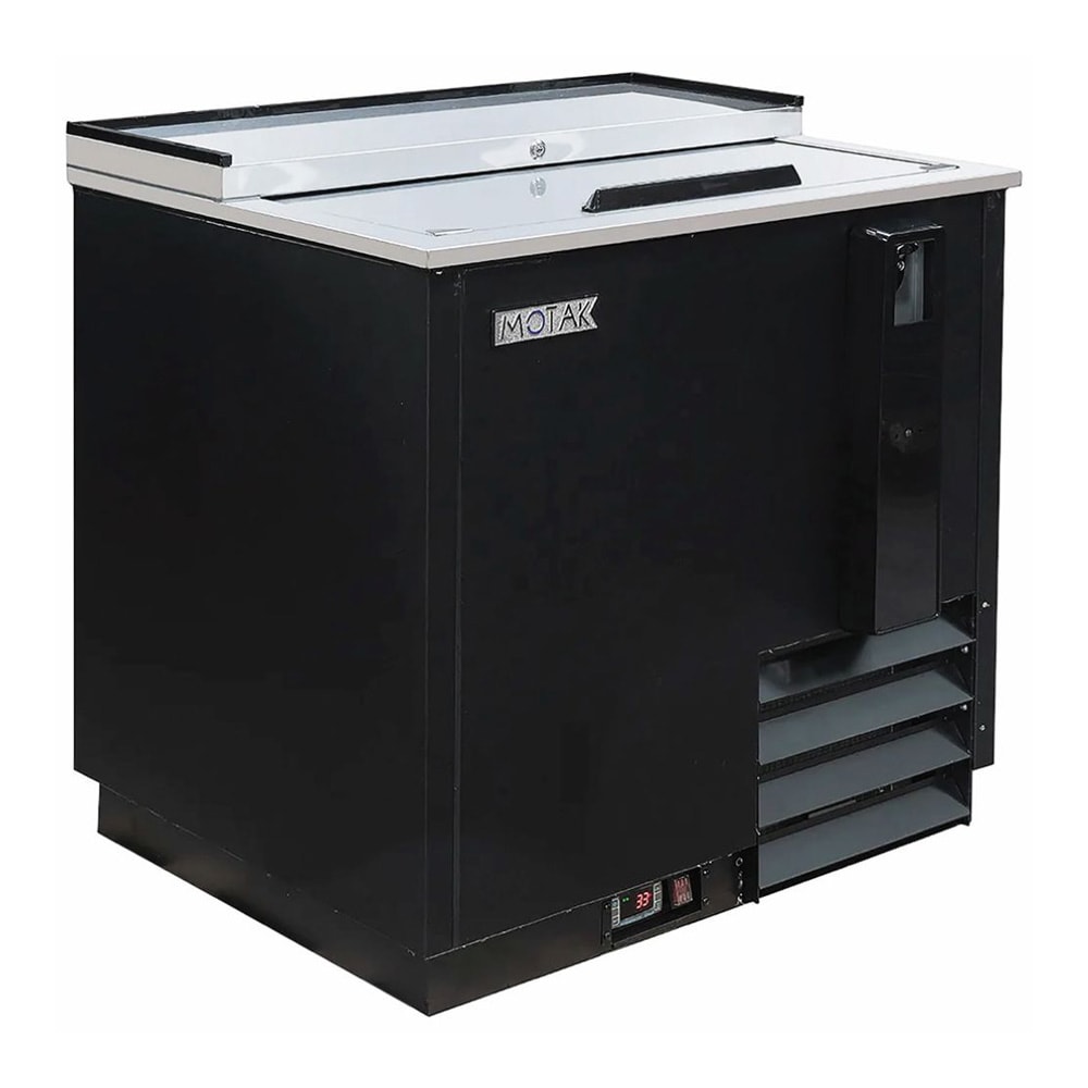 394-MBST36A 36" Forced Air Bottle Cooler - Holds 128 12-oz Bottles, Lid Locks, Black, 115v