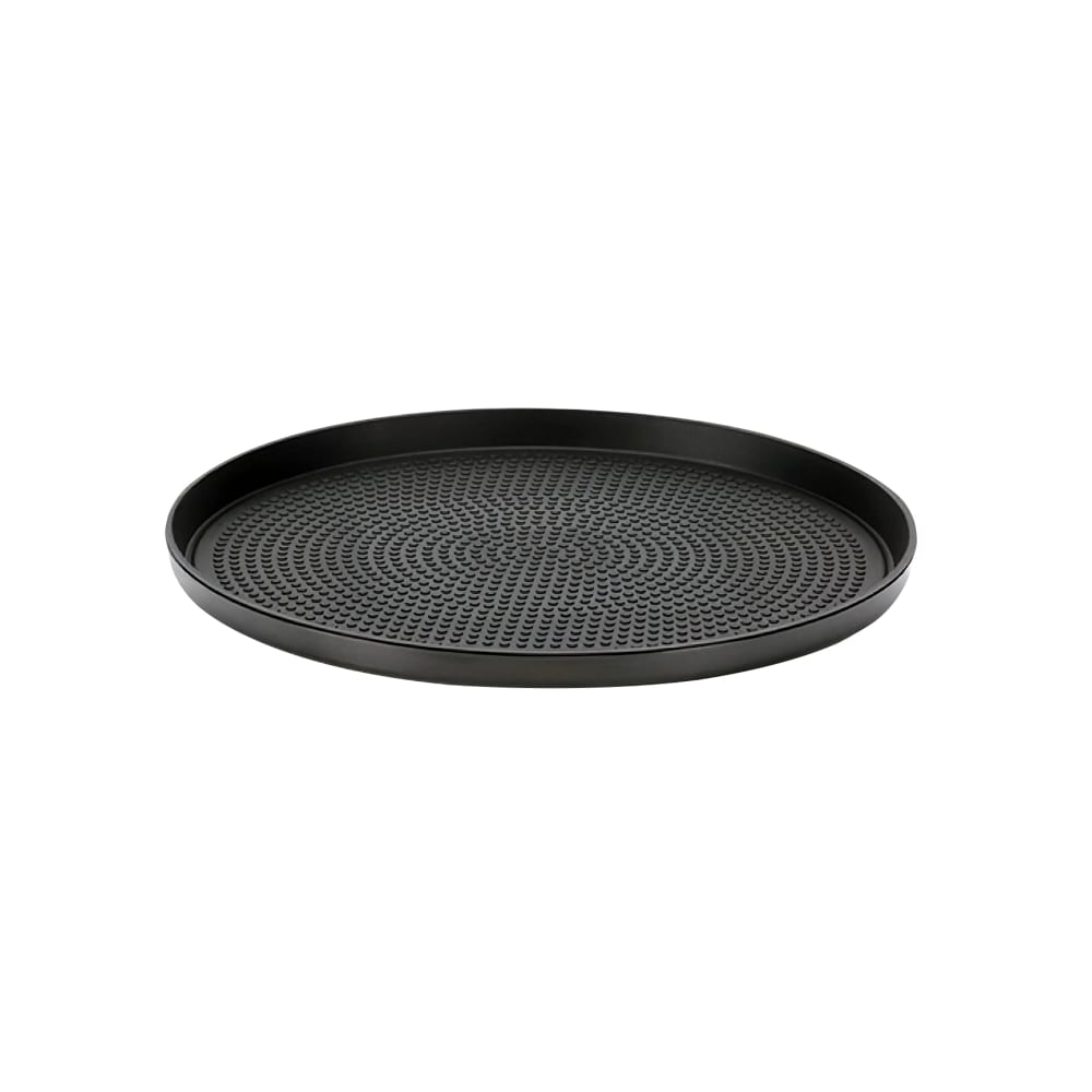 482-TRME9RIBX 9" Round Modern Edge Serving Insert Tray - Stainless Steel, Black Onyx