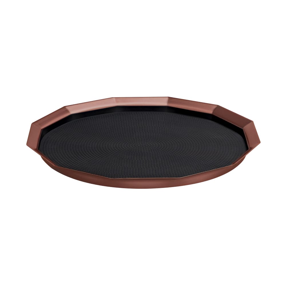 482-TRPN1614RIBSRG 16" Round Serving Tray - Stainless Steel, Rose Gold