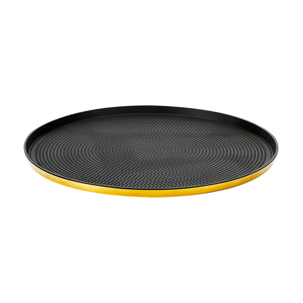482-TRME14RIVG 14" Round Modern Edge Serving Insert Tray - Stainless Steel, Vintage Gold