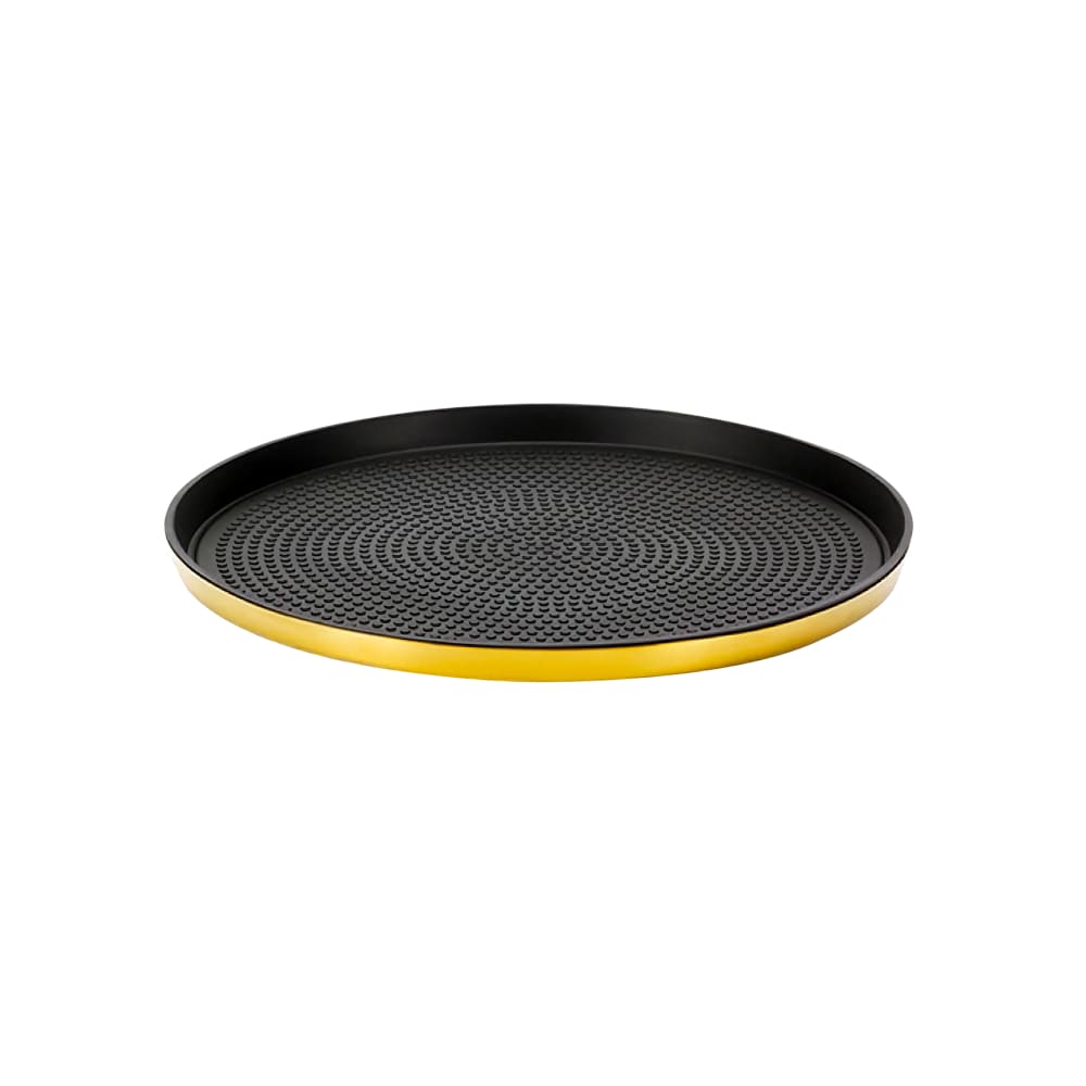 482-TRME9RIVG 9" Round Modern Edge Serving Insert Tray - Stainless Steel, Vintage Gold