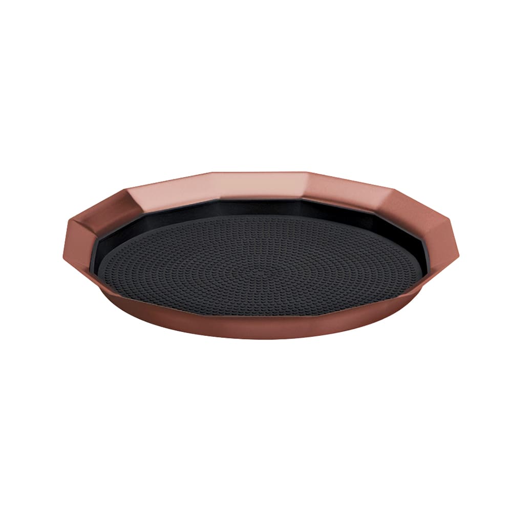 482-TRPN119RIBSRG 11" Round Serving Tray - Stainless Steel, Rose Gold