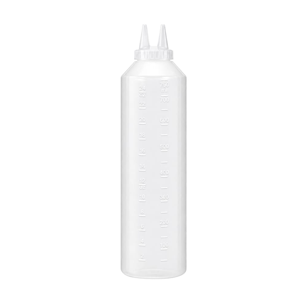 175-222413 24 oz Twin Tip Squeeze Bottle - Clear with Clear Cap
