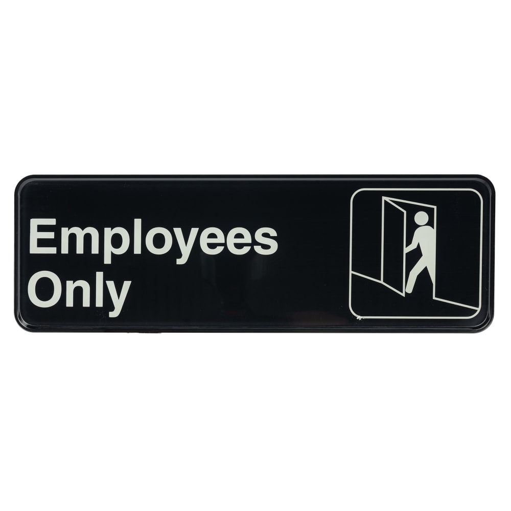 229-394506 Employees Only Sign - 3" x 9", Adhesive Back