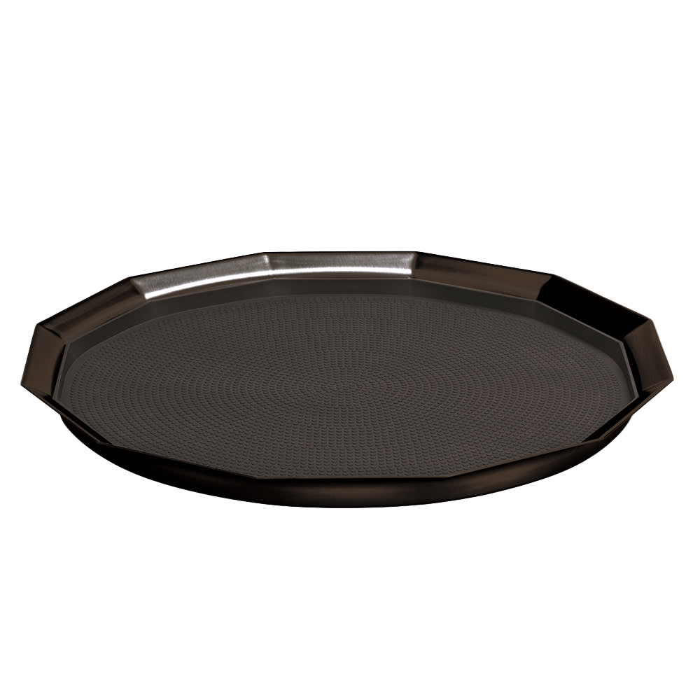 482-TRPN1614RIBSBX 16" Round Serving Tray - Stainless Steel, Black Onyx