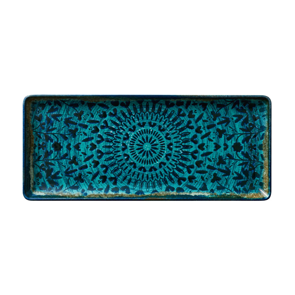 634-803213541000301 13 3/4" x 5 7/8" Rectangular Mirage Platter - China, Indigo