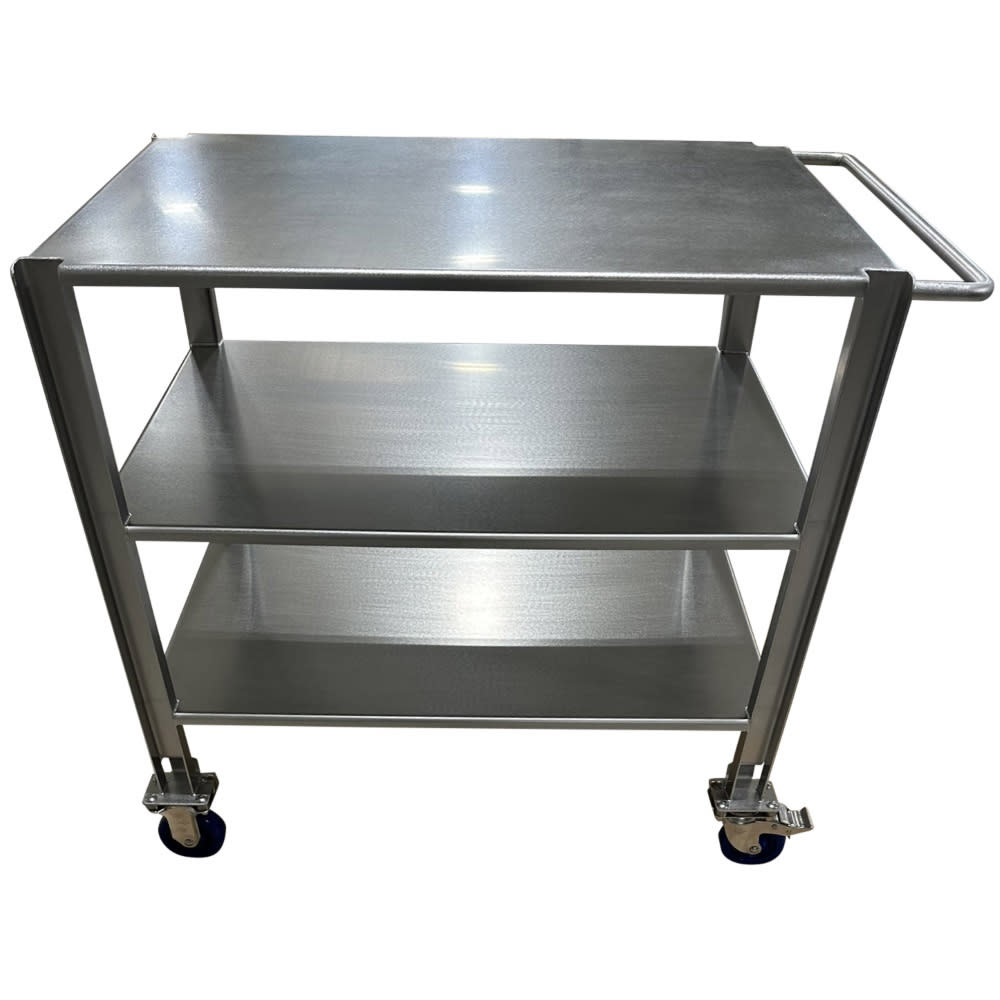 335-SSL1112 3 Level Stainless Steel Utility Cart, Flat Ledges