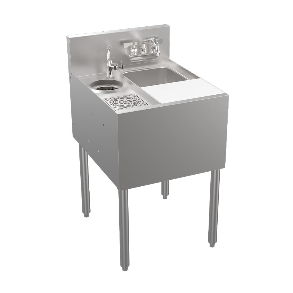 381-KR24MS20 Underbar Dump Sink w/ 10" x 12" x 7" Bowl - 1 Glass Rinser, Stainless...