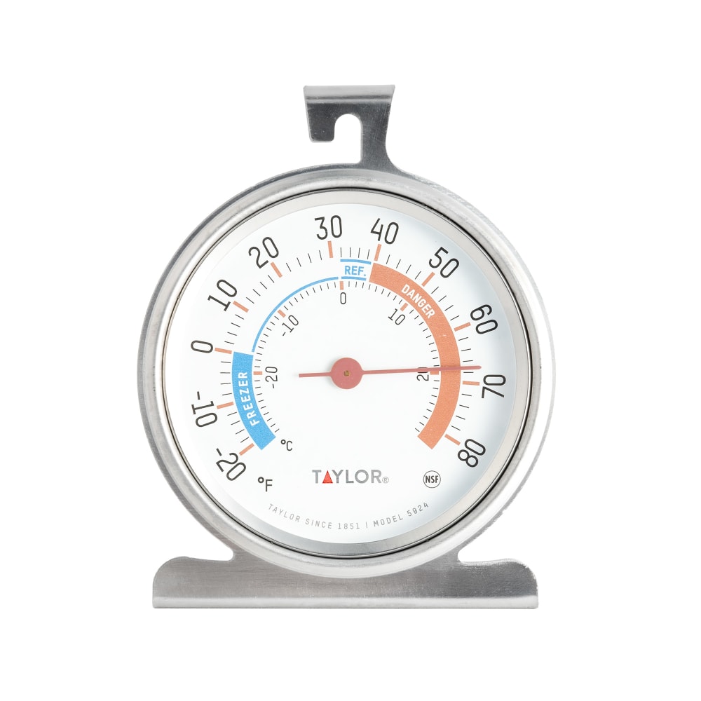 383-5924 Refrigerator & Freezer Thermometer w/ 3 1/4" Dial Face, Stainless