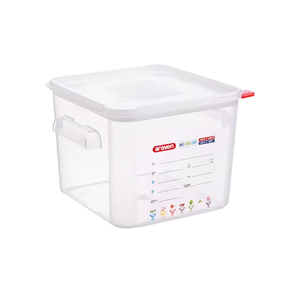 028-11853 6 3/10 qt Square Food Storage Container - Polypropylene, Clear