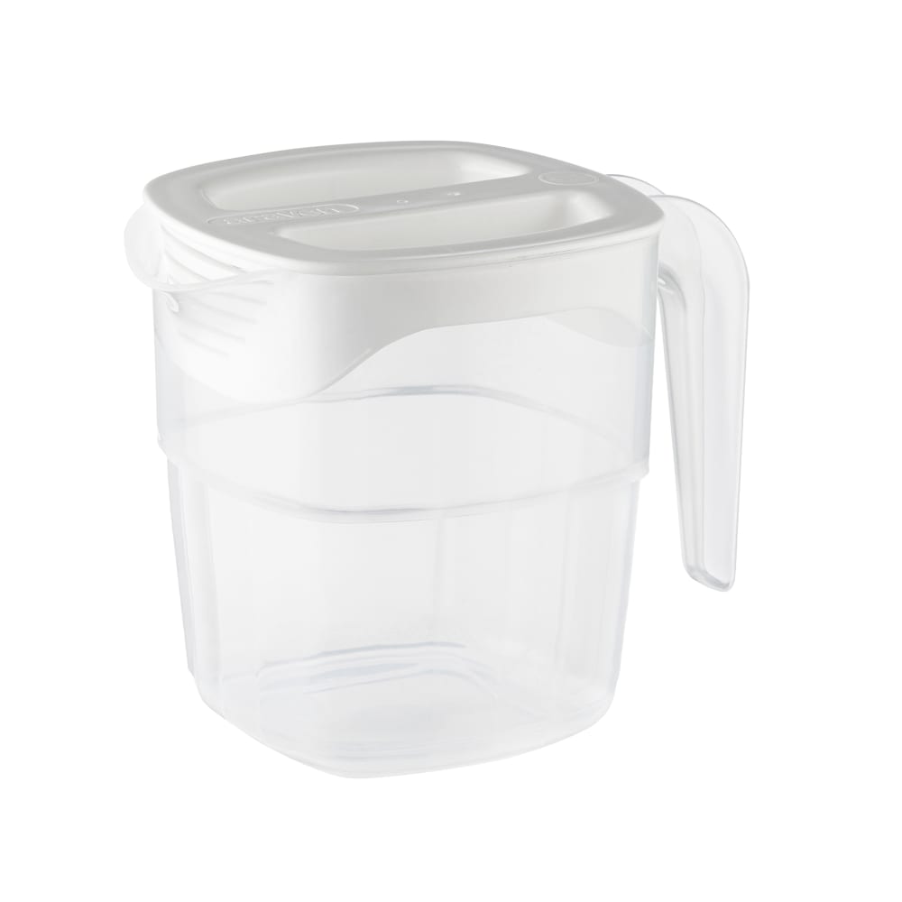 028-11401 34 oz Plastic Pitcher w/ White Lid, Clear