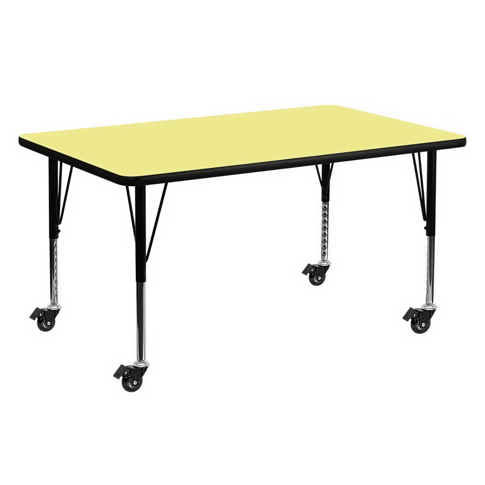 916-XA2448RYELTPCAS Rectangular Mobile Activity Table - 48"L x 24"W, Laminate Top, Yell...