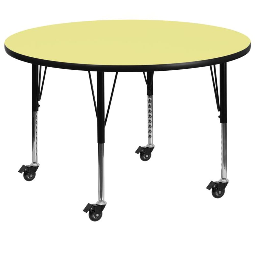 916-XA60RYELTPCAS 60" Round Mobile Activity Table - Laminate Top, Yellow