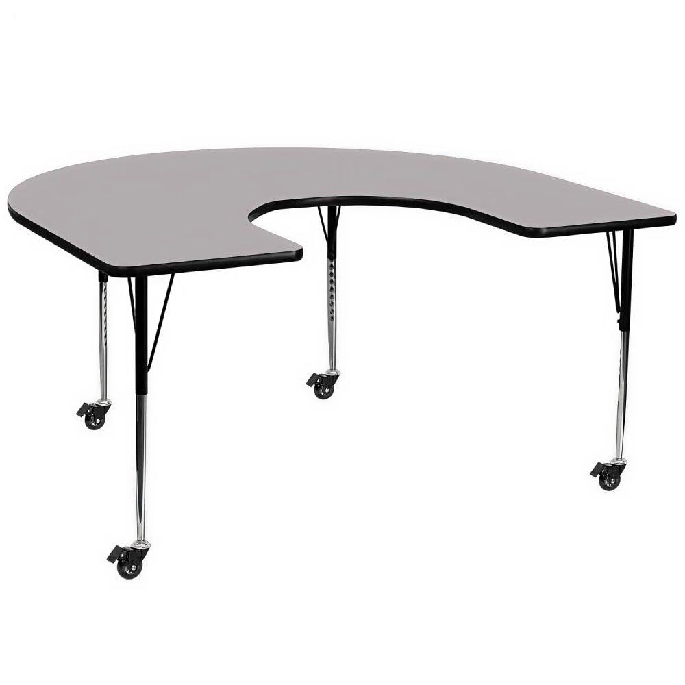 916-XA6066HGYTACAS Horseshoe Shaped Mobile Activity Table - 66"L x 60"W, Laminate Top,...