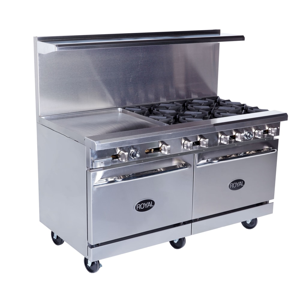 078-RR6G24LP 60" 6 Burner Gas Range w/ Griddle & (2) Standard Ovens, Liquid Propane