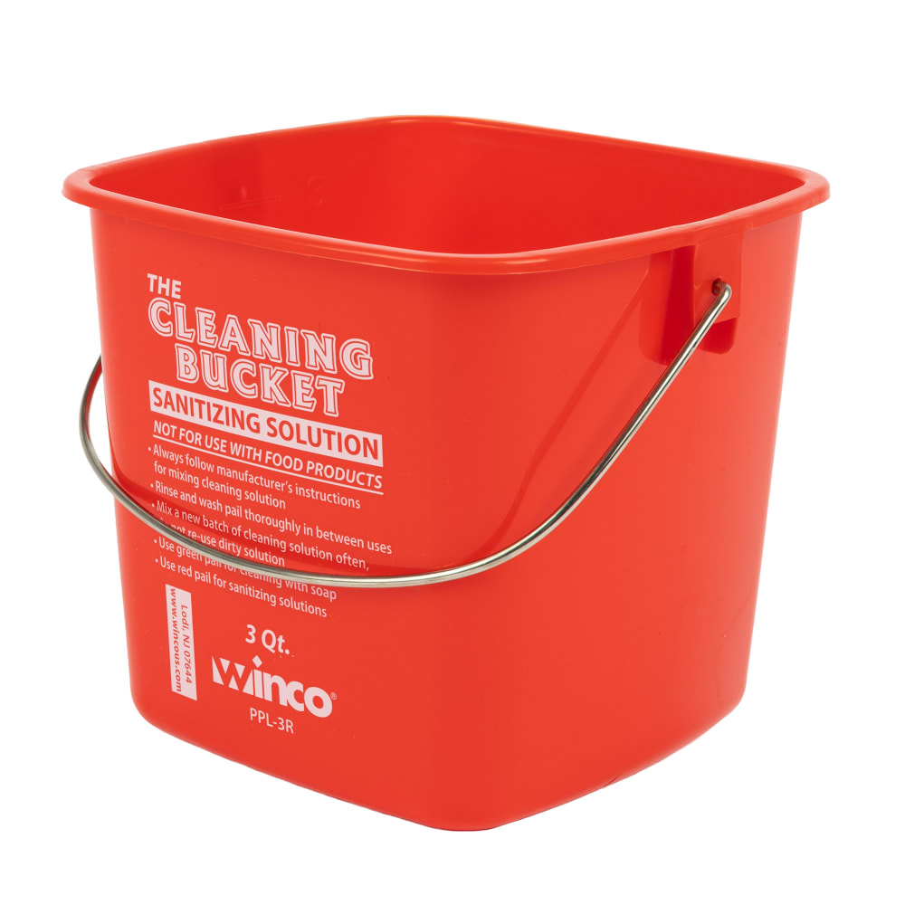 080-PPL3R 3 qt Cleaning Bucket for Sanitizing Solution - Plastic, Red