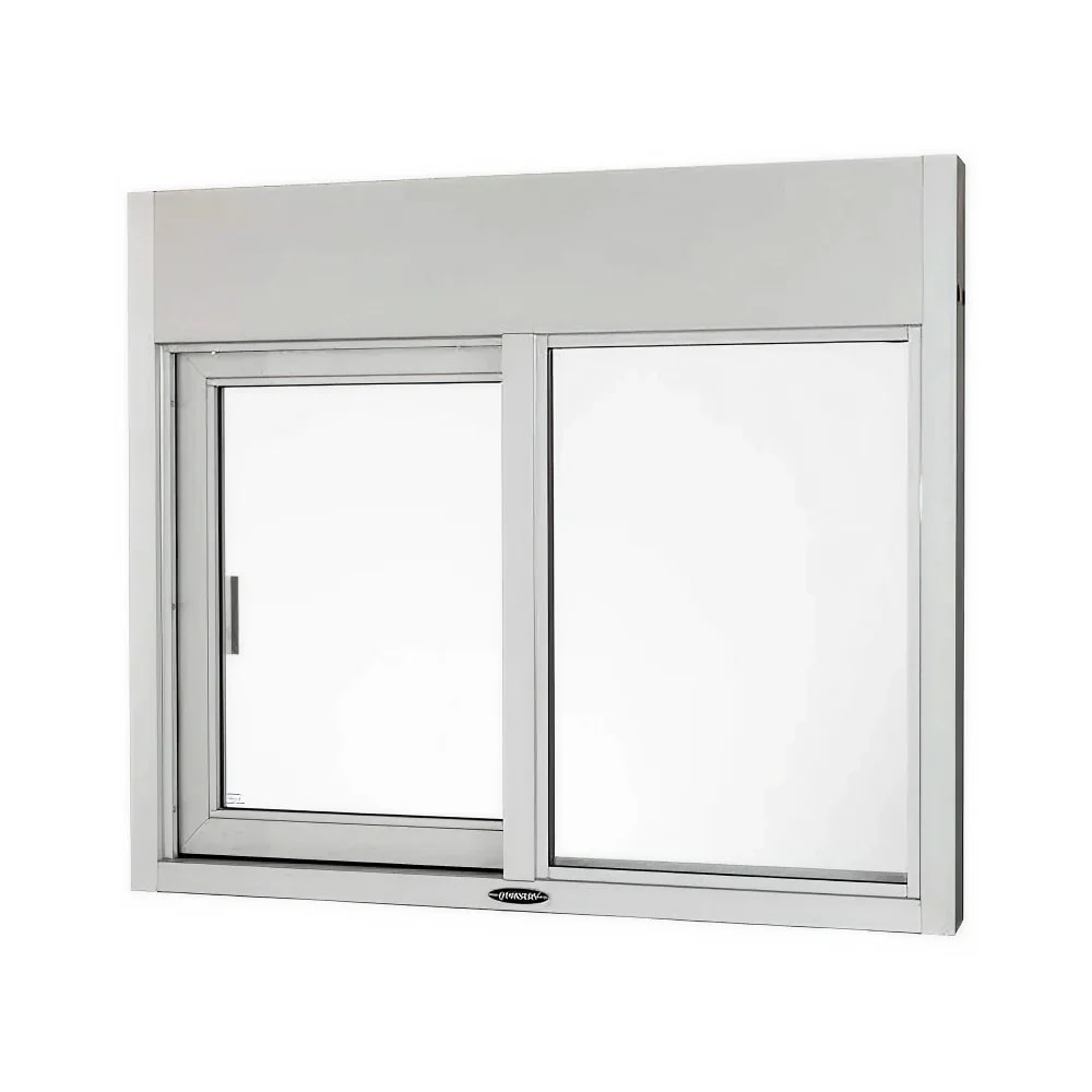 487-SC48449190CR 47 1/2"W x 43 1/2"H Clear Aluminum Left-to-Right Manual Drive-Thru Win...