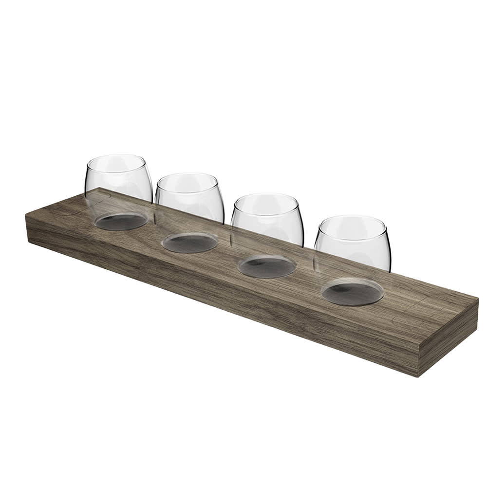 039-TA4FT9964CP POP 24" x 16 1/2" 4-cup Disposable Flight Tray - For 4 oz Tasters, Card...