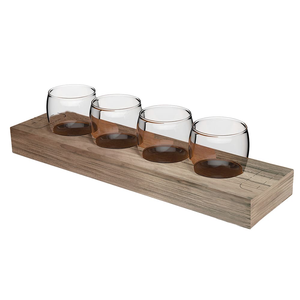 039-TA7FT9964CP POP 20" x 11 1/2" 4-cup Disposable Flight Tray - For 7oz Pint Mini Tast...