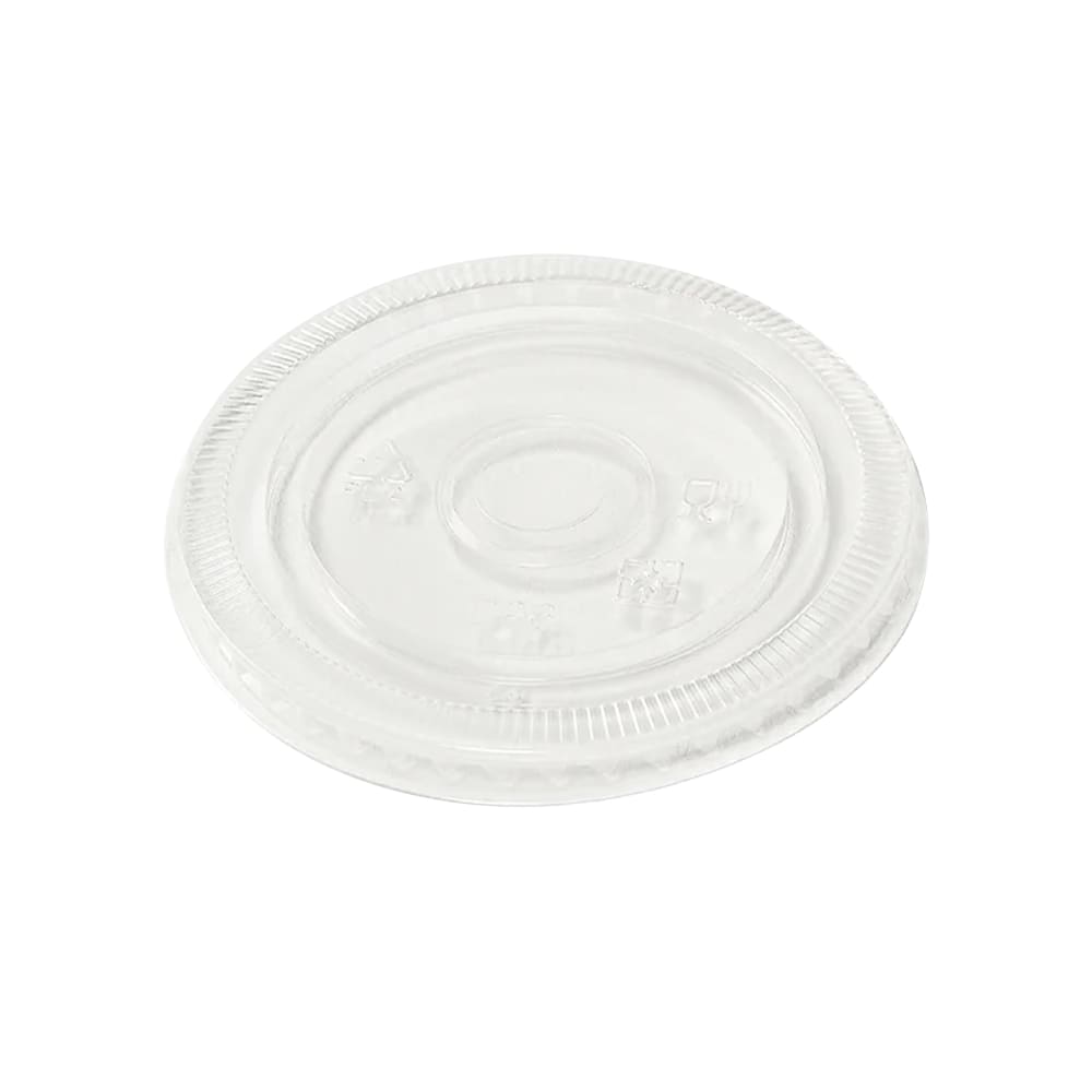 039-TN96LD11KV2B NATURAL Flat Lid w/ Straw Slot for 24 oz NATURAL Cups - PLA, Clear