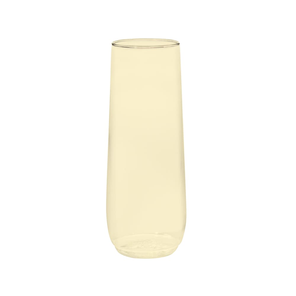 039-TP09FL625LYB POP 9 oz Lemon Yellow Disposable Plastic Stemless Champagne Flute