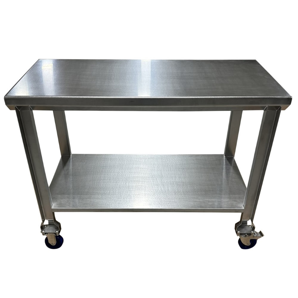 335-SSL1001CS48X30 48" Mobile 11 ga Work Table w/ Undershelf & 304 Series Stainless Flat...