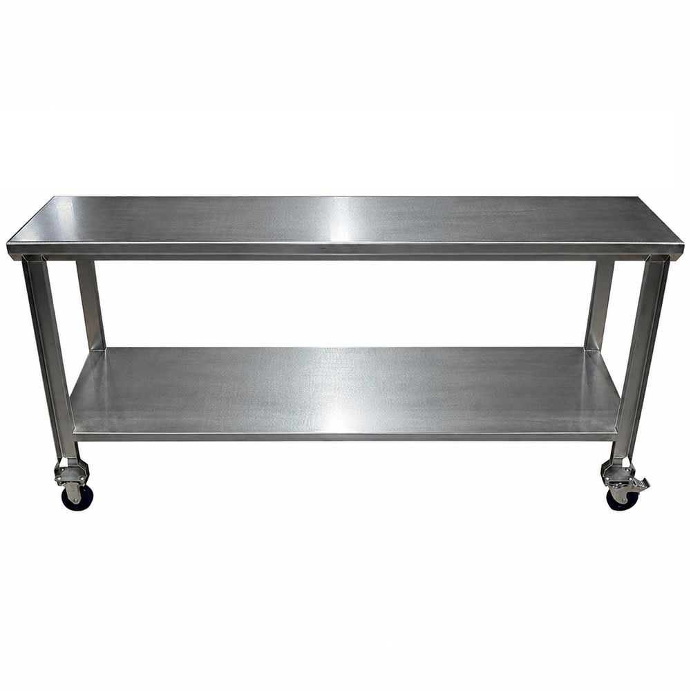 335-SSL1001CS60X24 60" Mobile 11 ga Work Table w/ Undershelf & 304 Series Stainless Flat...