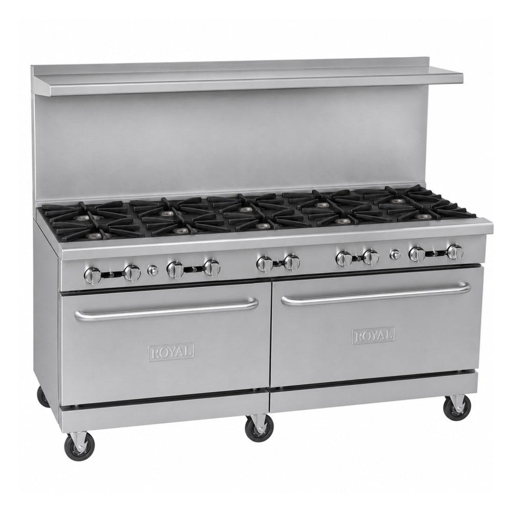 078-RR10NG 60" 10 Burner Gas Range - (2) Standard Ovens, Natural Gas
