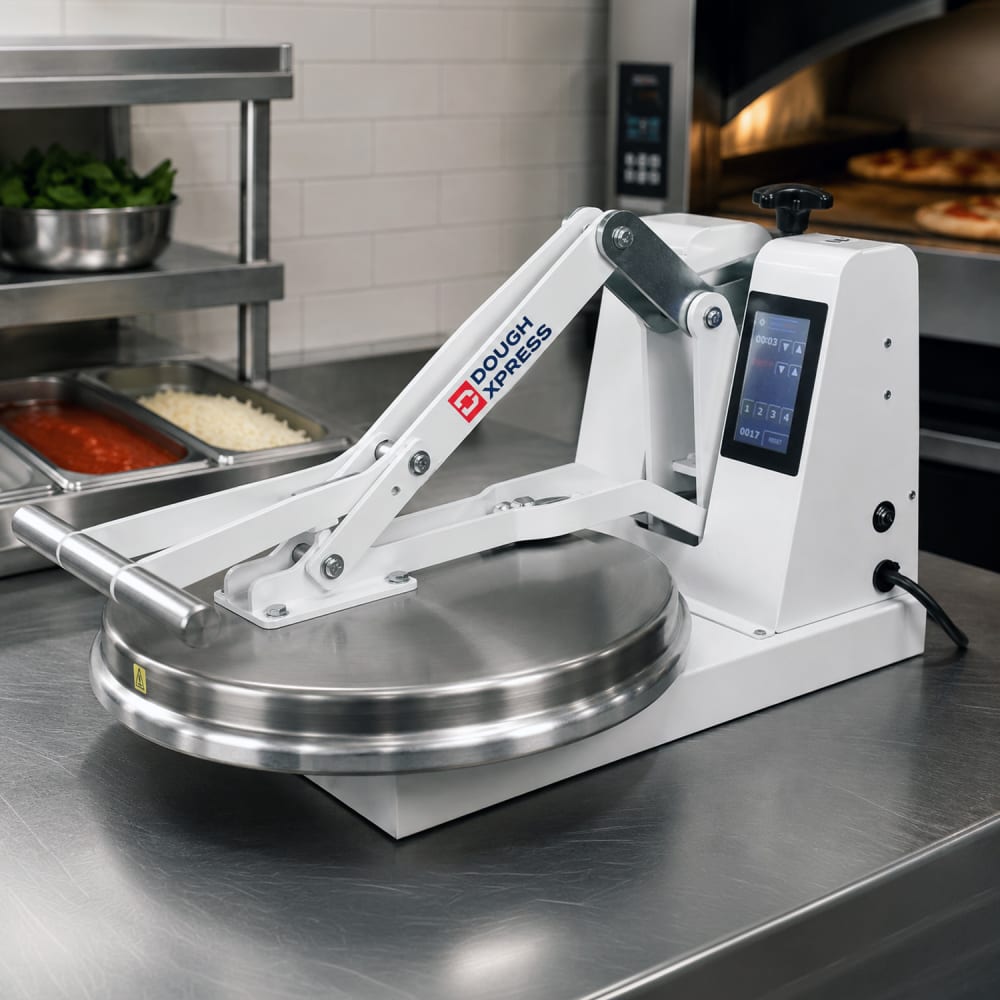 DoughXpress DM-18-120 Manual Pizza Dough Press, Heated Upper
