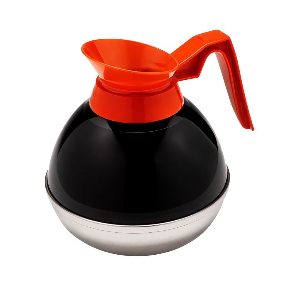 140-4HDCF8899O3 64 oz Decaf Coffee Decanter w/ Orange Plastic Handle