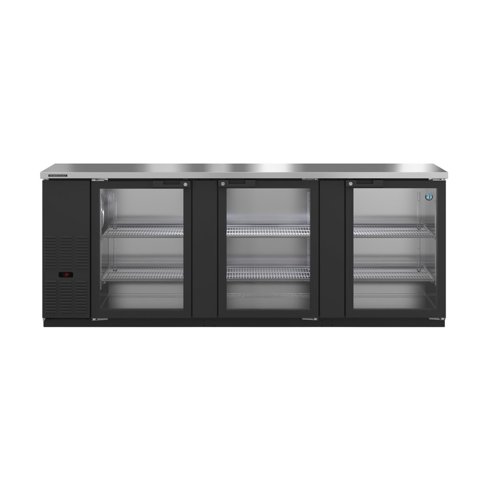 440-BB95G 95 1/2" Bar Refrigerator - 3 Swinging Glass Doors, Black, 115v