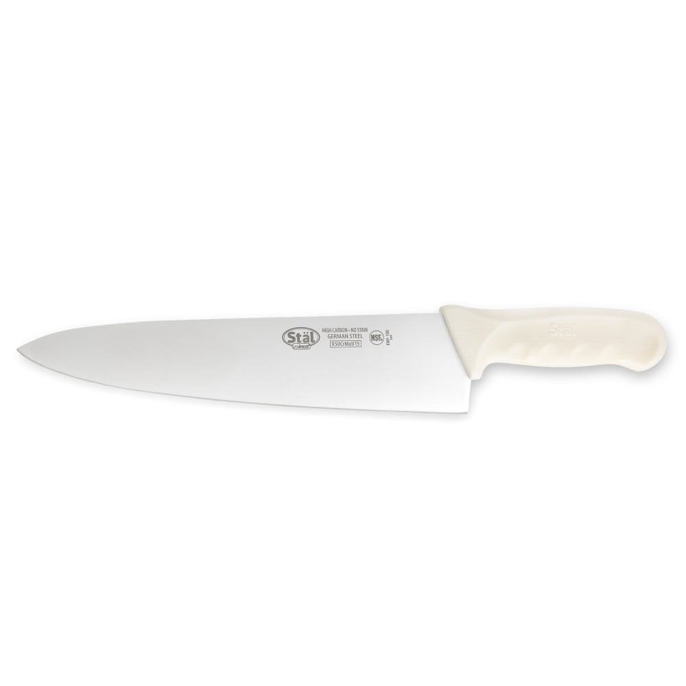 080-KWP100 10" Wide Cook's Knife w/ White Polypropylene Handle