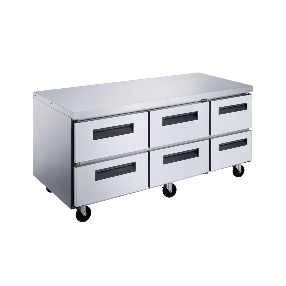 060-DUC72RD6 72" Undercounter Refrigerator w/ (3) Sections & (6) Drawers, 115v