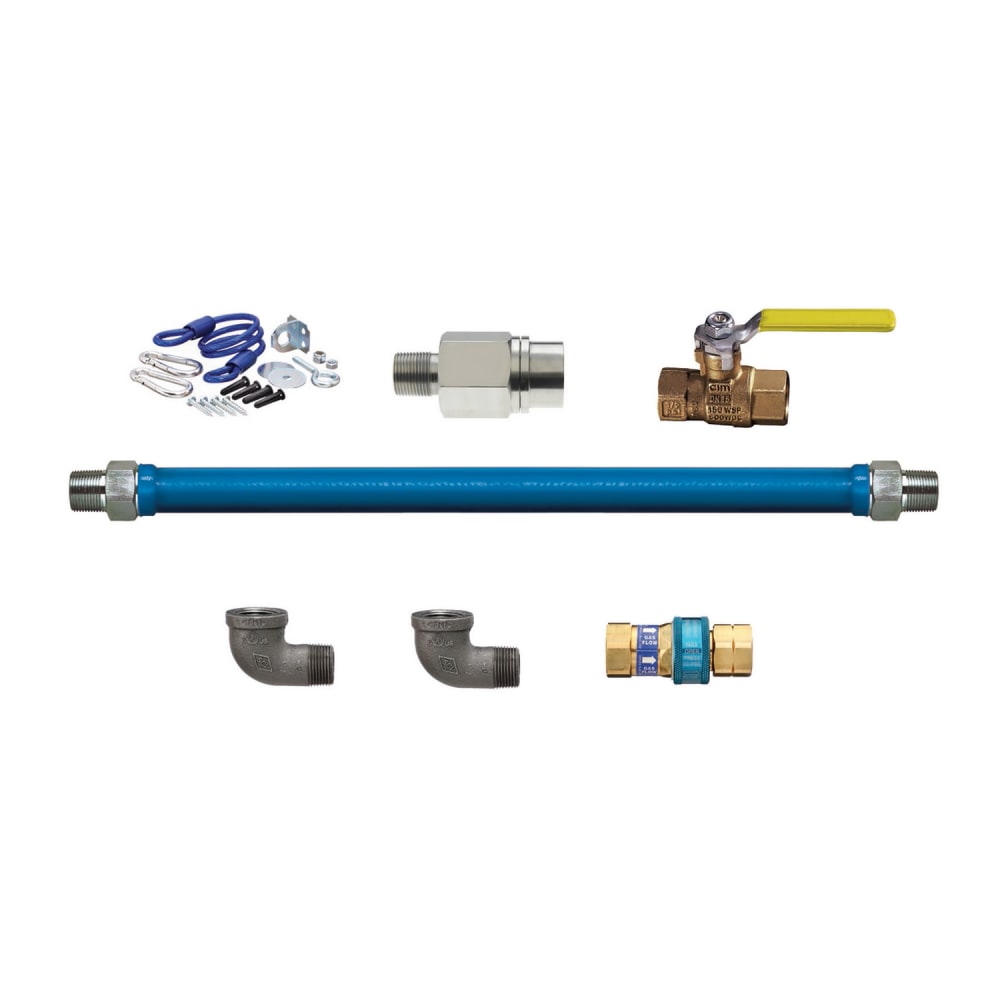 187-1675KIT48EFV 48" Blue Hose® Gas Connector Kit w/ 3/4" Female/Male Couplings - Quick...