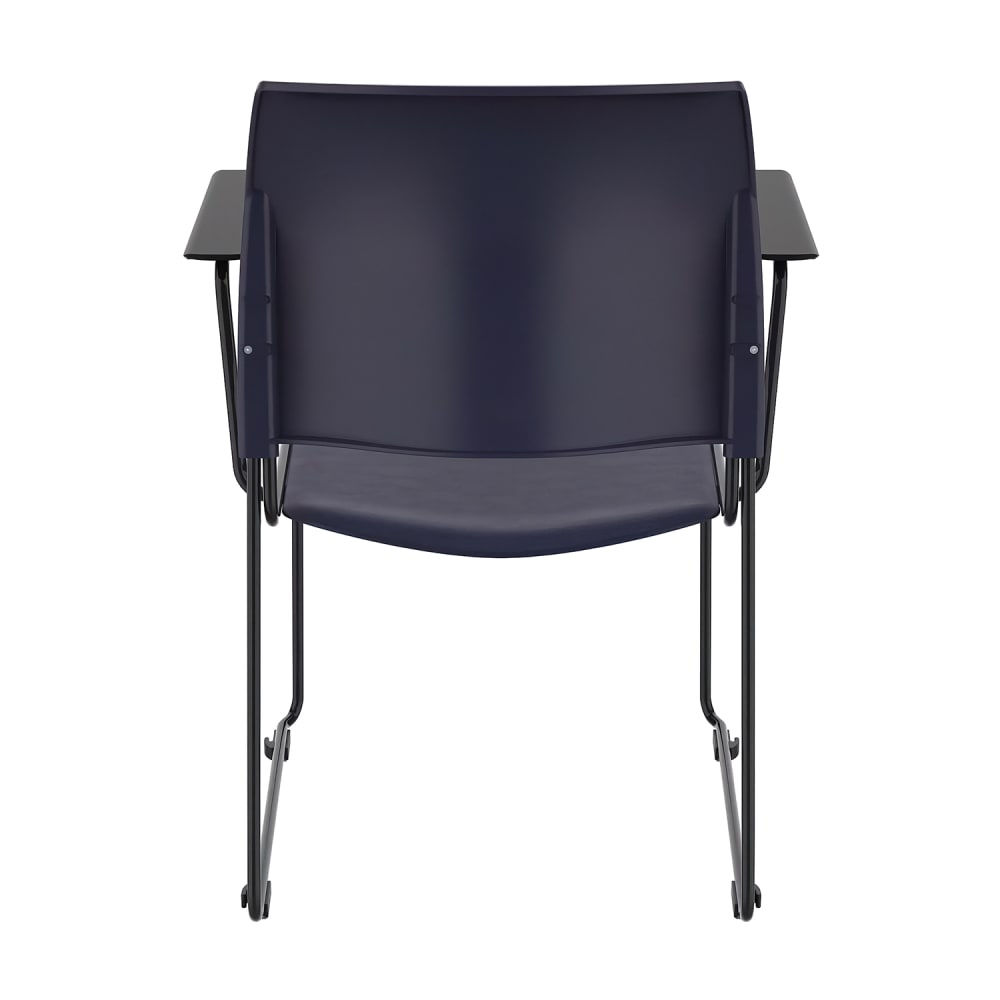 955-87041004A Dining Chair w/ Solid Back and Blue Vinyl Seat - Steel, Black