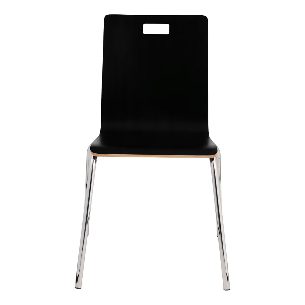 955-BCC23 Stacking Chair w/ Black Plywood Back & Seat - Steel Frame, Chrome