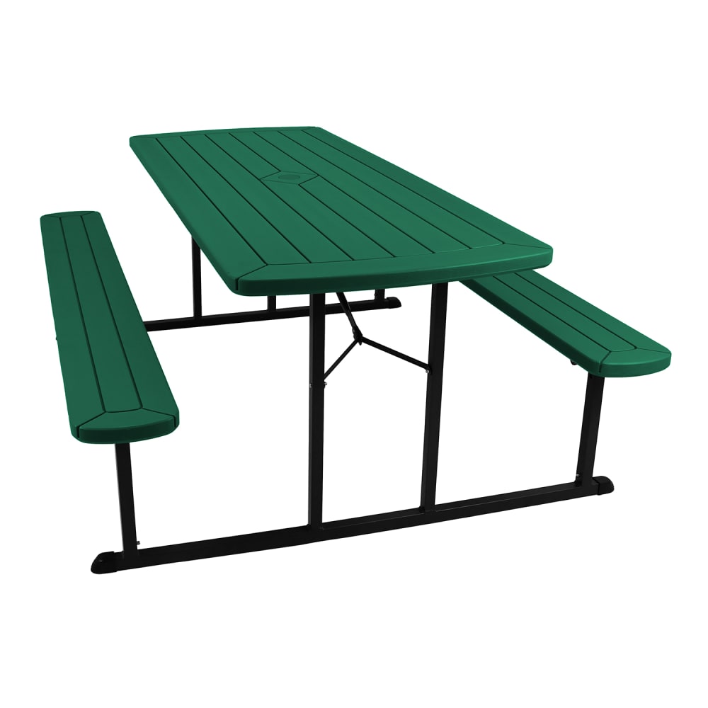 955-BMPT3072BK06 Rectangular Folding Picnic Table & (2) Bench Seats - 72" x 57", Gr...