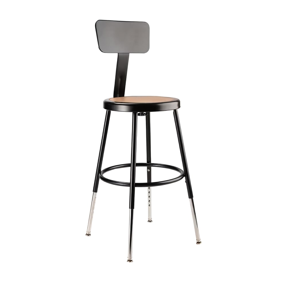 955-6218HB10KD Round Stool w/ Solid Back & Masonite Board Seat, Black