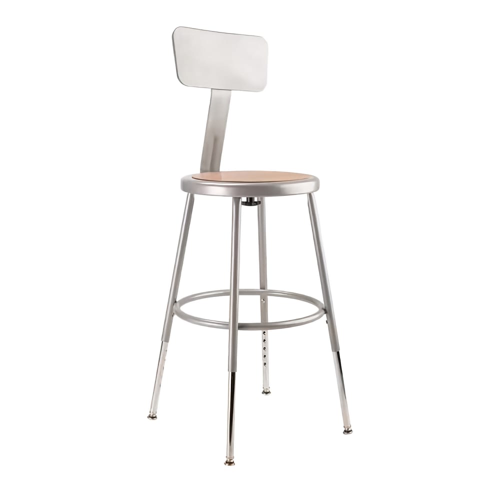 955-6218HBKD Round Stool w/ Solid Back & Masonite Board Seat, Gray