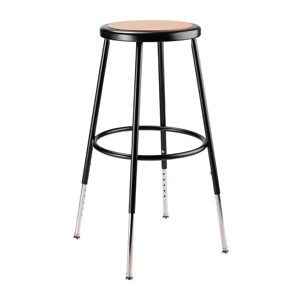955-6224H10KD Round Backless Stool w/ Masonite Board Seat, Black