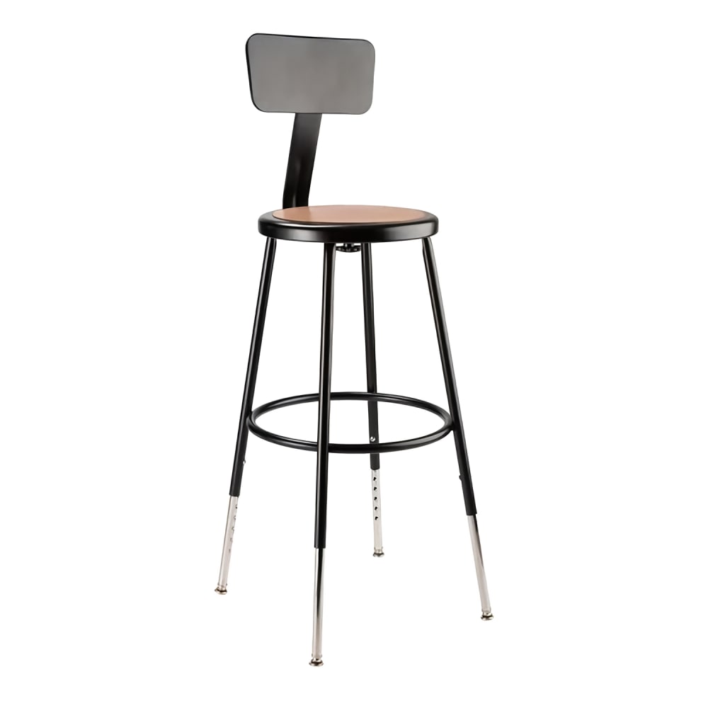 955-6224HB10KD Round Stool w/ Solid Back & Masonite Board Seat, Black