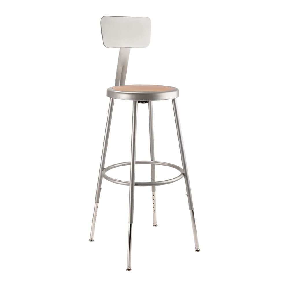 955-6224HBKD Round Stool w/ Solid Back & Masonite Board Seat, Gray