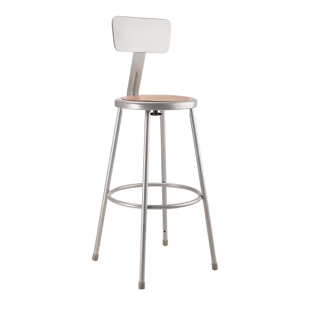 955-6230BKD Round Stool w/ Solid Back & Masonite Board Seat, Gray